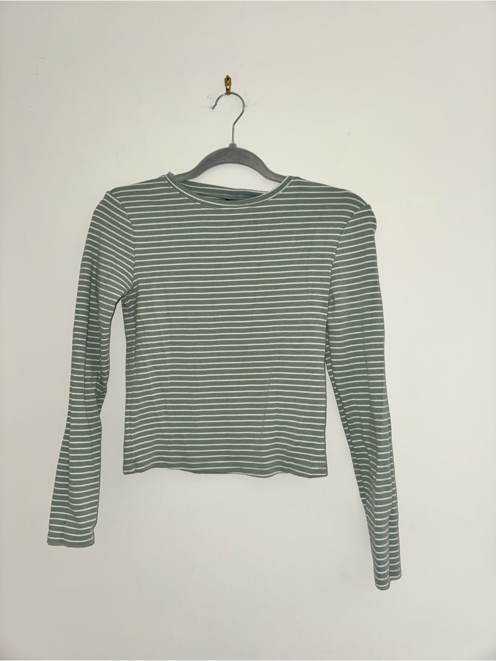Wild Fable Striped Long-Sleeve Crewneck Top - Sage/White